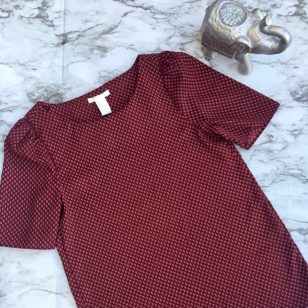H&M Burgundy Patterned Blouse